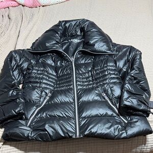 Karl Lagerfeld Shiny Black Puffer Jacket